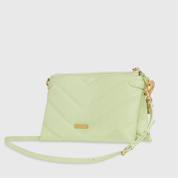 New Rebecca Minkoff Leather Edie Maxi Crossbody Shoulder Bag Mint Green - Picture 4 of 13